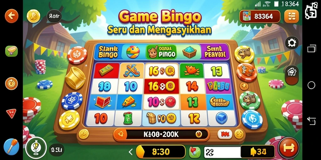 Tampilan gameplay bingo yang menarik dan interaktif.