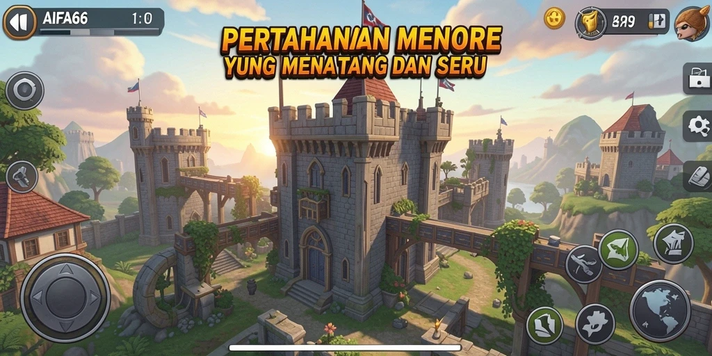 Screenshot gameplay <strong>AIFA66</strong> menunjukkan aksi pertahanan menara yang seru.