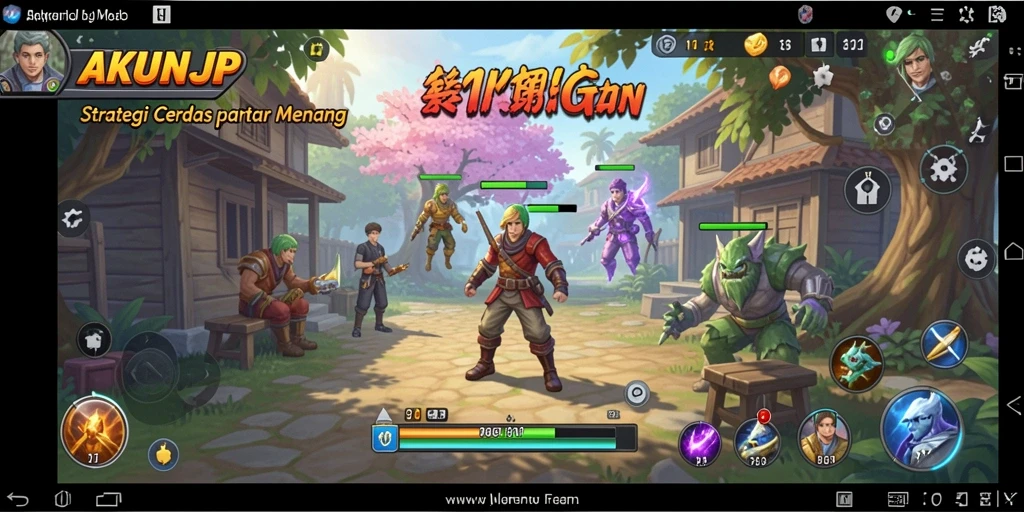 Screenshot gameplay AKUNJP menunjukkan momen strategis yang menegangkan.