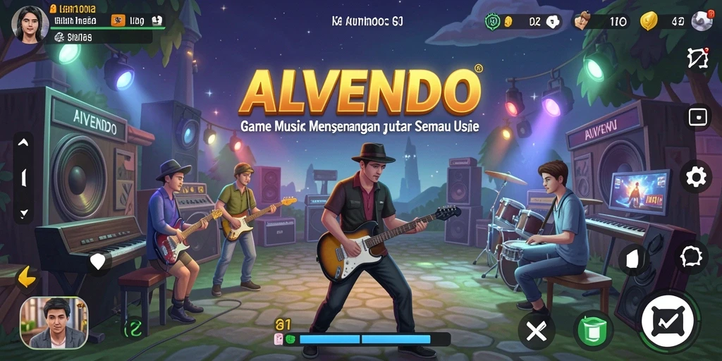 Tampilan screenshot gameplay ALVENDO menunjukkan keseruan dalam memainkan musik.