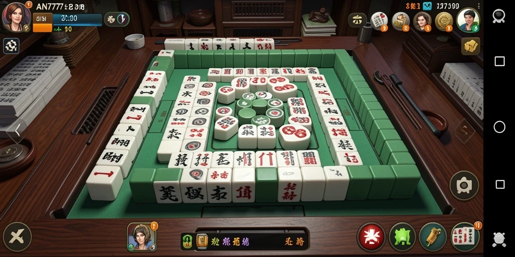 Tampilan gameplay AN777 saat menyelesaikan tantangan Mahjong.
