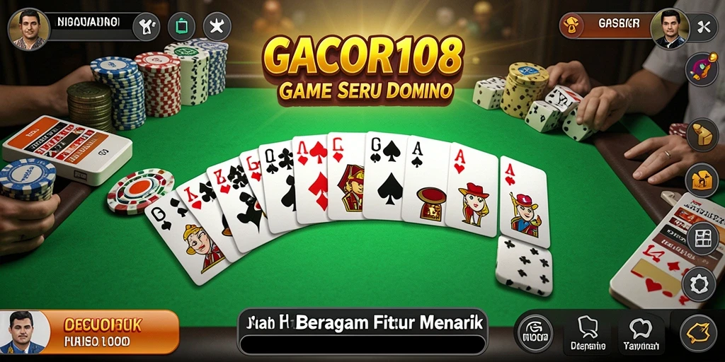 Screenshot gameplay GACOR108 yang menampilkan keseruan bermain domino.
