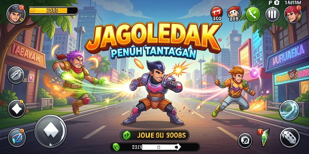 Screenshot utama JAGOLEDAK menampilkan aksi gameplay yang mendebarkan.
