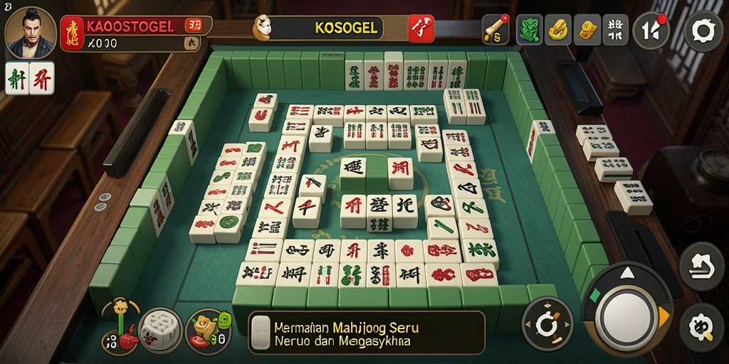 Tampilan gameplay seru di KAOSTOGEL dengan ubin Mahjong berwarna.