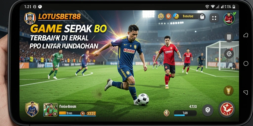 Screenshot utama LOTUSBET88 menunjukkan aksi penuh di lapangan sepak bola.