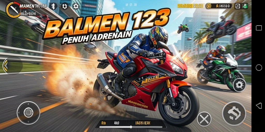 Tampilan gameplay MAMEN123 yang mendebarkan saat balapan motor.