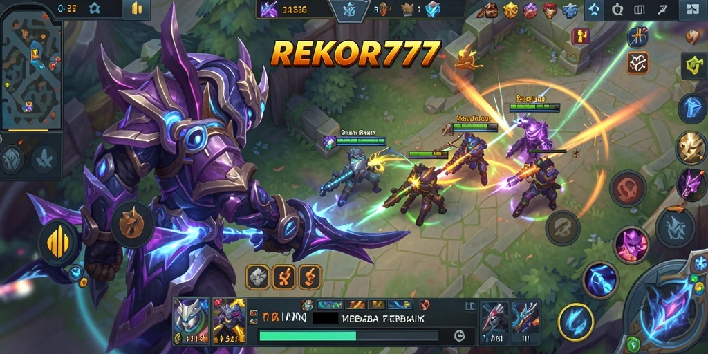 Screenshot gameplay seru dari REKOR777 menunjukkan aksi tim yang intens.