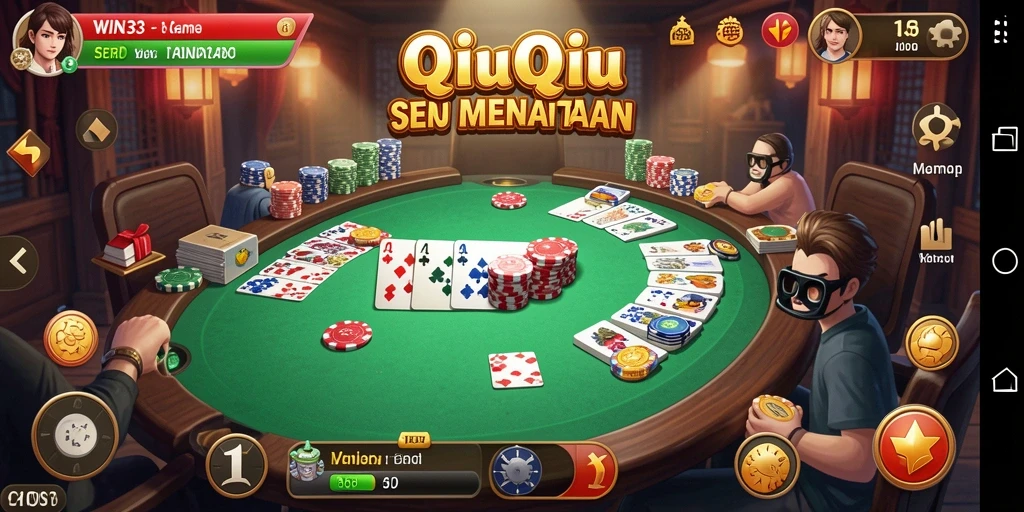 Tampilan gameplay QiuQiu yang seru di WIN33.