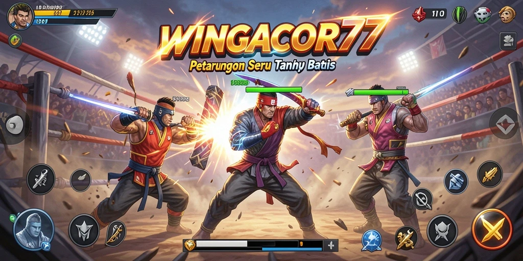 Screenshot gameplay WINGACOR77 menampilkan pertarungan mendebarkan.